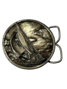 BERGAMOT BRASS WORKS SAIL BOAT BELT BUCKLE Z-39